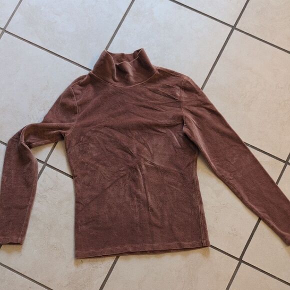 SOLD Everlane Burnt Orange Velvet Turtleneck Pullover Long Sleeve Top Size XS - Picture 2 of 7